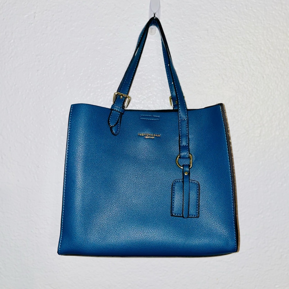 Fashion Bags Leather PU leather blue tote handbag with wallet